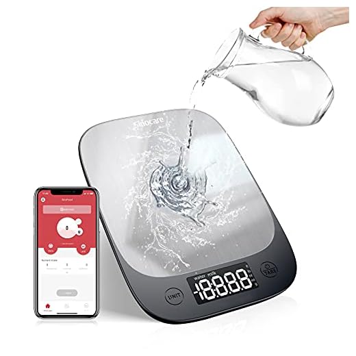 sinocare Bascula de Cocina, Peso de Cocina, Bascula Precision, Balanza Cocina Digital Bluetooth de Acero Inoxidable para Alimentos Comida