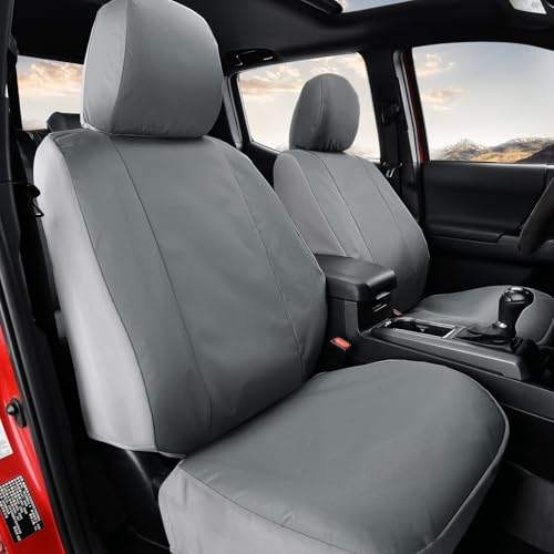 Coverado Seat Covers Custom Fit for Tacoma Double Cab/Crew Cab SR/SR5/TRD Sport/TRD Off-Road/Limited Seat Cushion Protectors 2005-2015 Oxford (Frontpair, Gray)