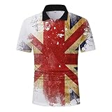 Poloshirts Herren Kurzärmliges British Flag Polohemd Golf T Shirt Classic Elegante Comfort Poloshirts Sport Shirt Laufshirt