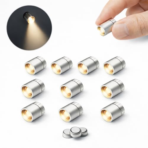 UDGFJDK Mini LED Lights 10 Pack Battery Powered Spot Lamps with Batteries Micro Lights for DIY Crafts Models Display Case Decorative Lighting Warm White