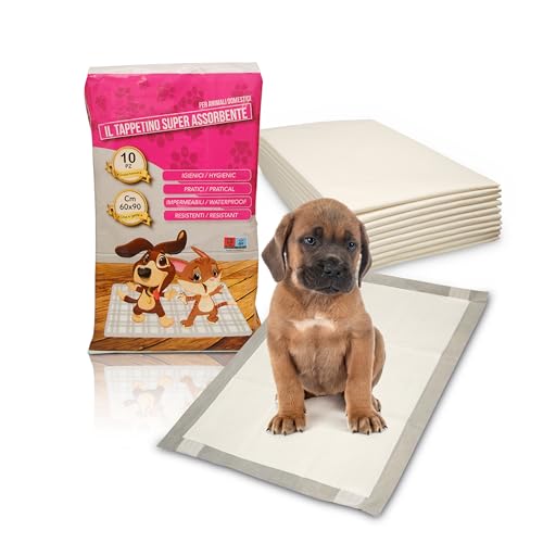 DETERMONDO 40 Tappetini Igienici per Cani 60x90 Traversine Super Assorbenti con Adesivo Antiscivolo Ideali per Addestramento Cuccioli e Animali Domestici Neutralizza Odori ed Evita le perdite