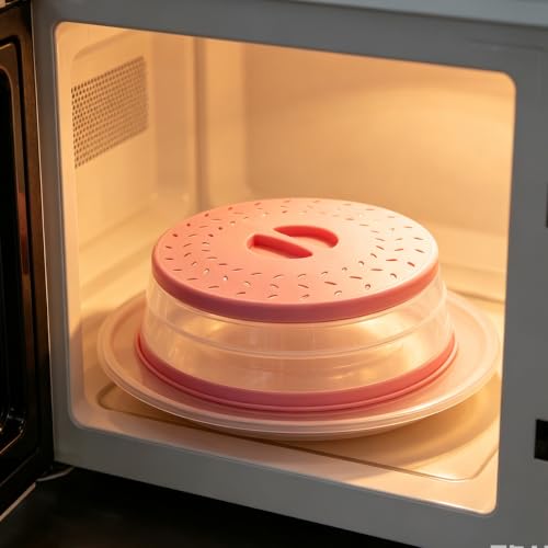 Image of Set of 3 Collapsible Microwave Splatter Cover, | yellow,Microwave Plate Cover With Steam Vent