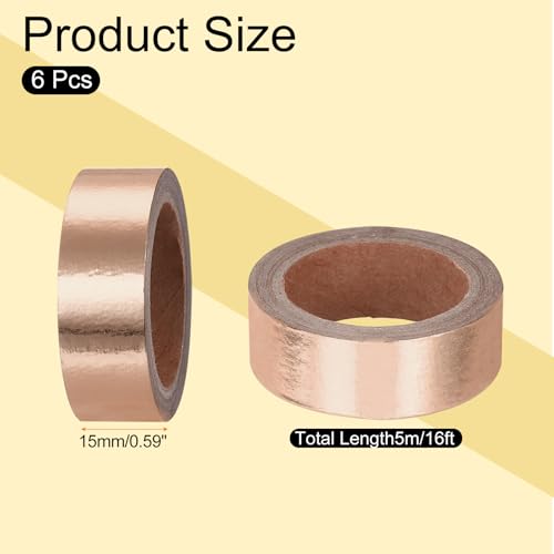 Cintas washi de oro rosa autoadhesivas de lámina metálica 15mm x 5m 6 uds 2