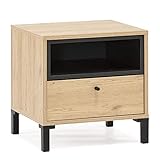 1 cajón con guía metálica para su fácil extracción para aprovechar al máximo el espacio de almacenamiento. Medida exterior del cajón: 41,2 cm (ancho) 35 cm (profundo) 16,45 (altura)