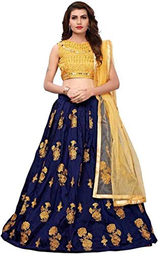blue lehenga with golden blouse