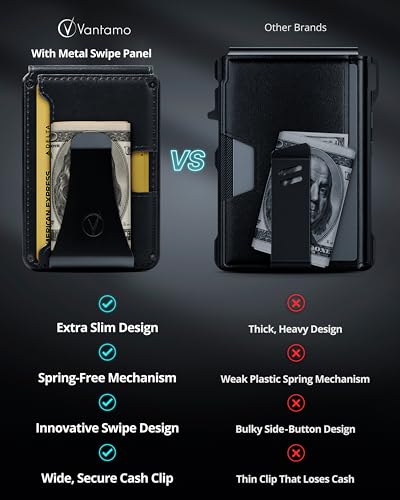 Image of Vantamo Premium Wallet for Men with Money Clip & Card Holder, Compact & Slim Wallet with RFID, 8-12 Cards, Perfect Gifts for Men