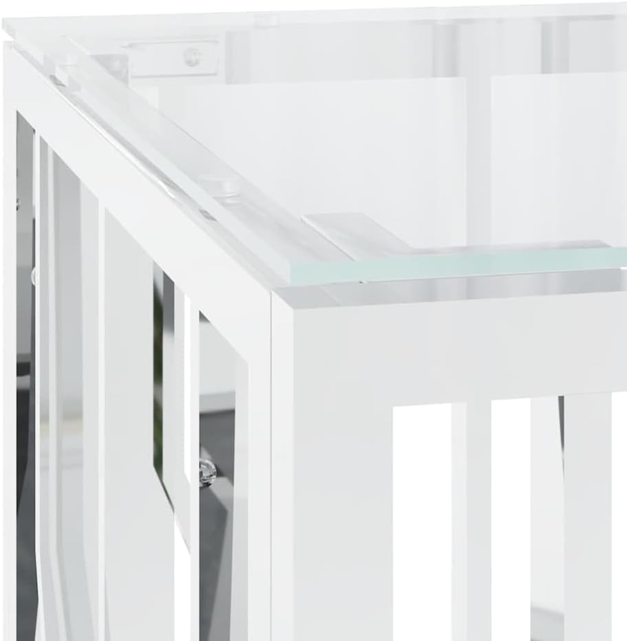 vidaXL Coffee Table, Accent Side Table, Couch Sofa Table for Home Living Room Office, End Table, Modern Style, Stainless Steel and Glass