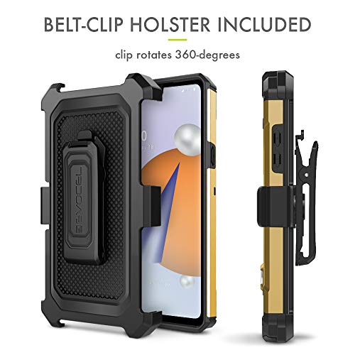 Evocel Explorer Series Pro Phone Case Compatible With Lg Stylo 6 With Glass Screen Protector And Belt Clip Holster, Gold #TOP6