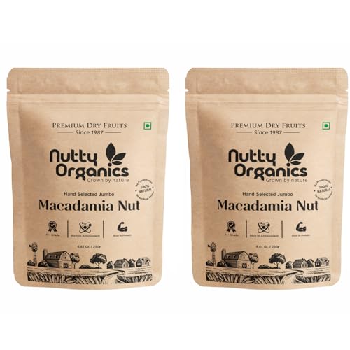 Image of NUTTY ORGANICS Macadamia Nuts - 1 KG | (Grade A ++ Nuts, Premium Jumbo Size) (500 GM*2)