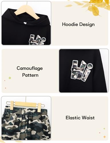 Boys Clothes Long Sleeve Hooded Sweatshirt Top Camouflage Sweatpants Fall Winter Kid Outfits Set 6-14T