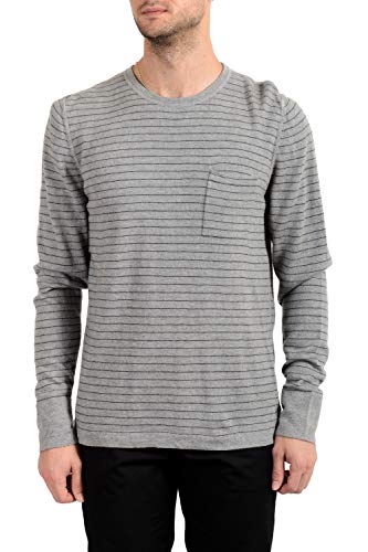 Armani Collezioni Men's Striped Wool Pullover Sweater US M IT 50 Gray