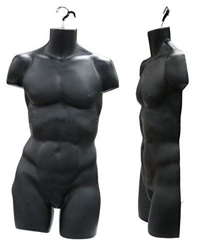 Only Garment Racks Half Round Plastic Male Mannequin Black