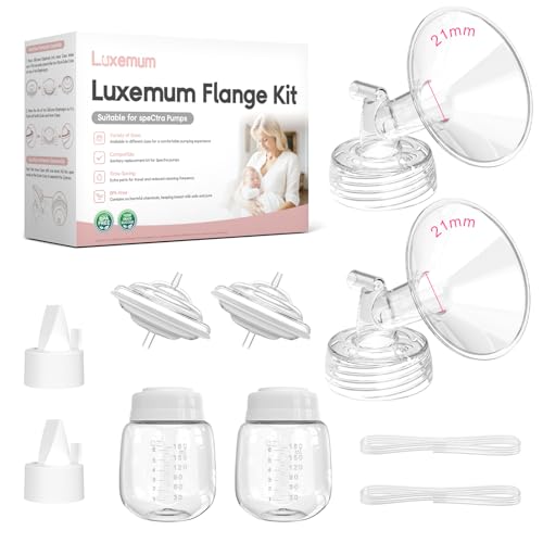 Image of Breast Pump Parts for Spectra S1/S2/9 Plus/Synergy Gold, Not Original Accessories, 21mm Set Spectra Replacements Pump Parts Include Flange/Duckbill Valve/Backflow Protector/Tubing/Bottles