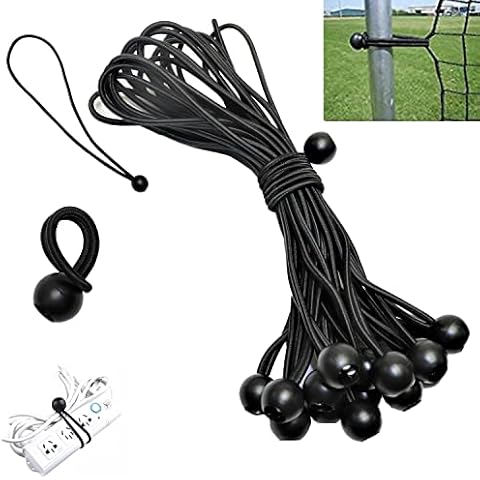 Cotarba 10Pcs Bungee Balls Tarp Bungee Cord with Balls Bungee Ball Ties Black Ball Bungee Cords Elastic Tarpaulin Tie Downs Trap Bungee Cord For Banner Flag Poles Tent Bungee Hooks Holders Tent 12" Cover