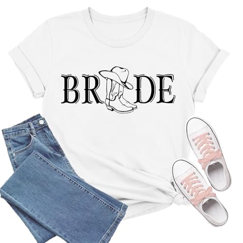 Western Shirts for Women Bride T-Shirt Bachelorette Tee Bridesmaid Tops