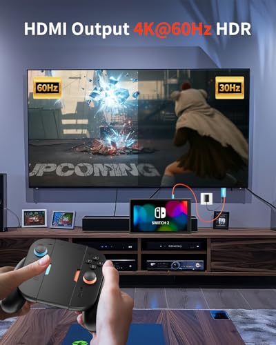 Switch 2 TV Dock Docking Station for Nintendo Switch 2,Portable 2025 New Models Adapter Support 4K/60HZ TV Dock Mode, (Blue and Red)