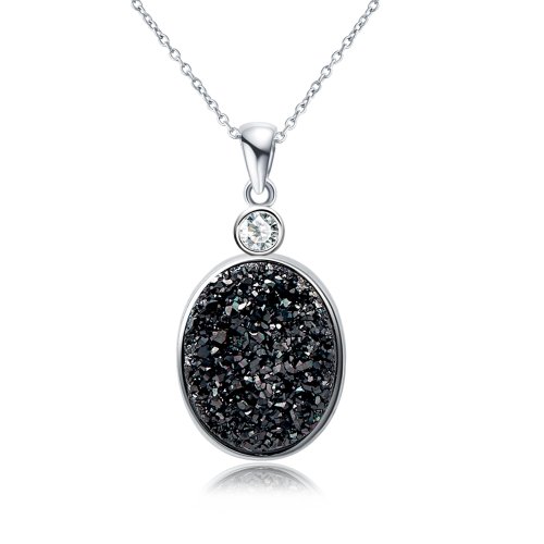 Collier pendentif argent 925 et quartz noir naturel, cadeau d'exception