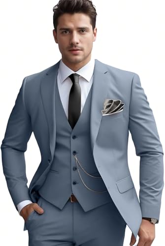 Men's 3 Piece Suits for Men Slim Fit One Button Tuxedo Blazer Vest Pants Wedding Prom Tuxedo Set