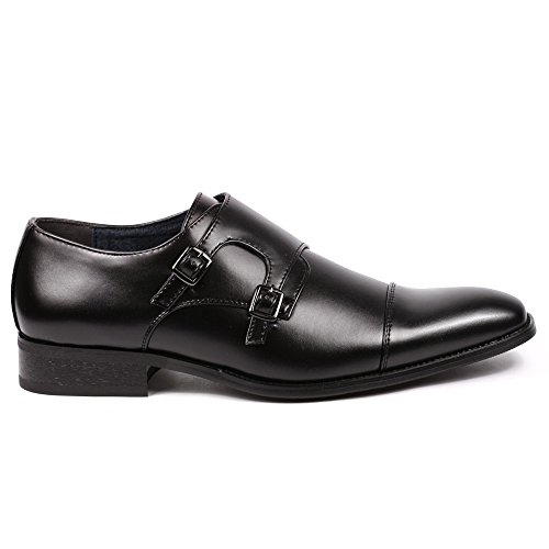 Metrocharm MC103 Men's Double Monk Strap Cap Toe Slip On Loafers Dress Shoes2