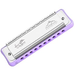 EASTROCK 10 Holes Blues Harmonica Key of C Mouth Organ with Case has Explosive Power For Adults Professionals Beginners CB05 Purple - Les Beatles, Paul McCartney, John Lennon, RIngo Starr, George Harrison
