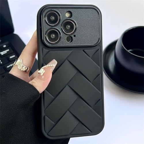 Coque de protection iPhone 13 Pro Max élégante en maille tressée noire et TPU souple