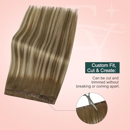 Image of Easyouth 100g 24 Inch Human Hair Butterfly Weft Extensions Balayage, Butterfly Weft Remy Hair Extensions Ombre, Medium Brown Balayage Blonde, Long Straight Hair, OVO Wefts Extension, Seamless Blend