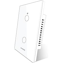 Smart Matter Light Switch, ZINDRA 2.4G WiFi Touch Wall Switch (Neutral Wire Required), Single-Pole Smart Switch Works with Apple Home, Alexa, Google Home &amp; SmartThings, Tempered Glass Panel, White