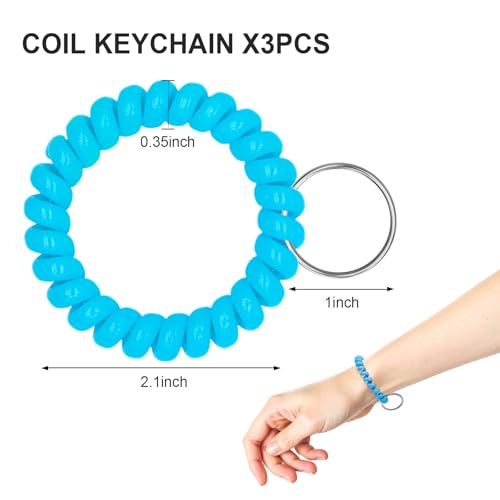 Image of TENOC Spiral Coil Keychain, Anti-lost Key Chain Holder Lanyard Cord for Sauna Outdoor Sports and Gym Pool