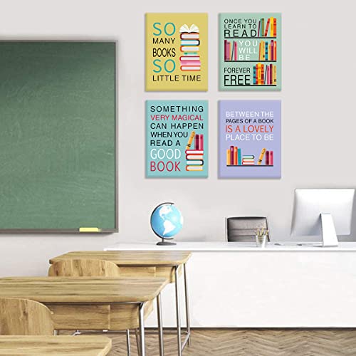 Image of CHDITB Funny Reading Quote Art Prints - 8'x10' Set of 6 Motivational Positive Read More Book Frame Poster Readers Book Lovers Bookworm Student Gift, Wall Art for Library, School College Dorm Decor