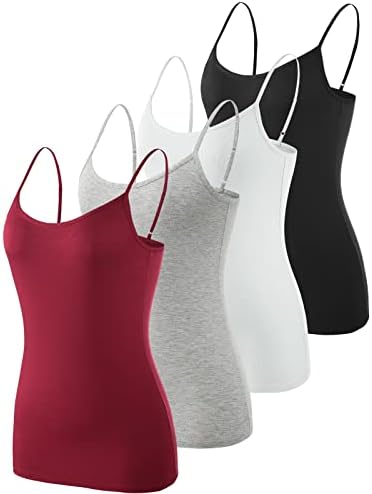 Vislivin Women's Basic Solid Camisole Adjustable Spaghetti Strap Tank Top Black/White/Gray/Wine Red S