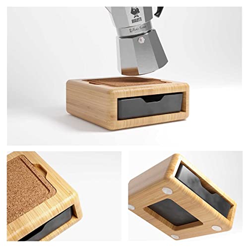 Hexnub – Moka Pot Stand For Stovetop Espresso Coffee Makers Including Bialetti, Grosche, Primular, Heatproof Cork Mat With Accessory Drawer #TOP6