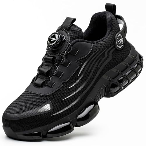 Image of R-Win Safety Shoe for Men Women Steel Toe Caps Trainers Slip On Button Tighten Air Cushion Puncture Proof Work Sneaker