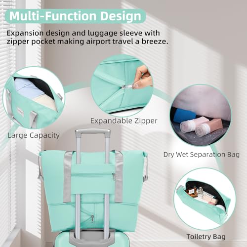 Image of LARVENDER Luggage Sets 6 Piece, Expandable Luggage Set Clearance for Women, Suitcases with Wheels, Hardside Hard Shell Travel Luggage with TSA Lock, Mint Green