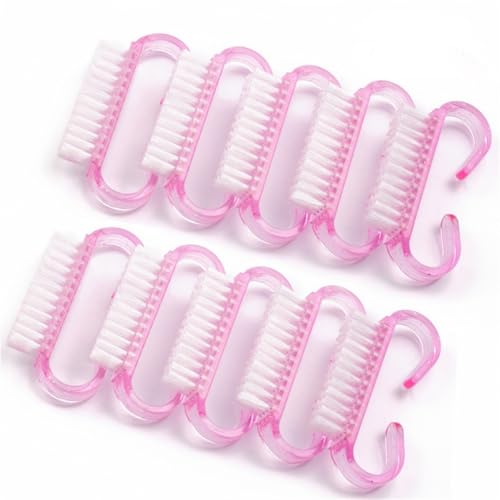 Pink Handle Grip Nail Brush,Nail Brushes Hand Fingernail Brush Cleaner Scrubbing Kit Pedicure for Toes and Nails Men Women (10 Pack) image 5