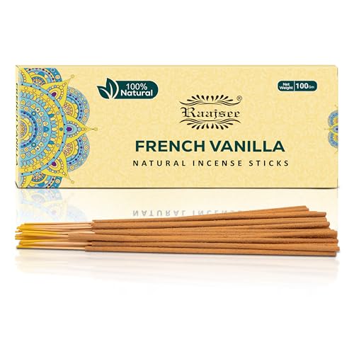 Raajsee Vnilla Incense Sticks 100 Gm Pack-100% Natural Insence Sticks -Organic Non Toxic - Charcoal Free - for Church Aroma Relaxation Meditation
