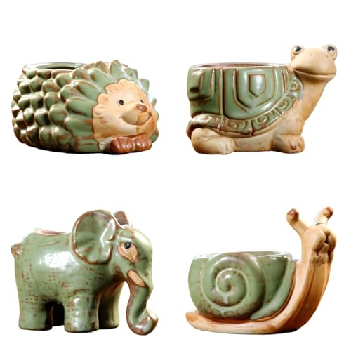 Pots de fleurs hérisson et tortue pour décorer votre bureau - 2