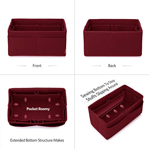 Image of Felt Purse Organizer, Multi Pocket Bag in Bag Organizer For Tote & Handbag Shaper, Speedy 30, Speedy 35 and Speedy 40, Medium, Large, Extra Large(Medium, Wine Red)