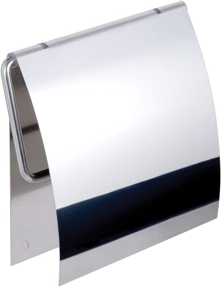 Kapitan Self Adhesive Toilet Roll Holder, Loo Paper Holder, Stainless Steel with Cover, Polished Finish