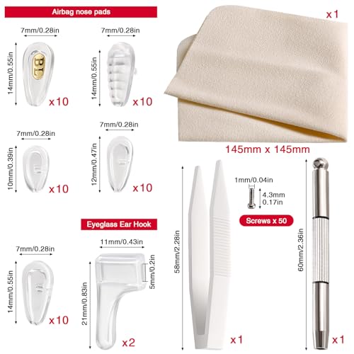 YIXISI 25 works Glasses Nose Pads Kit, Eyeglass Nose Pads, Silicone Screw-in Nose Pads Glasses Repair Kit - Image 2