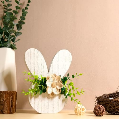 Easter Decorations Decor Wooden Easter Bunnies Ornaments Easter Tabletop Tiered Tray Decorations Set Easter Crafts rabbit Easter Party Table Decorations Indoor