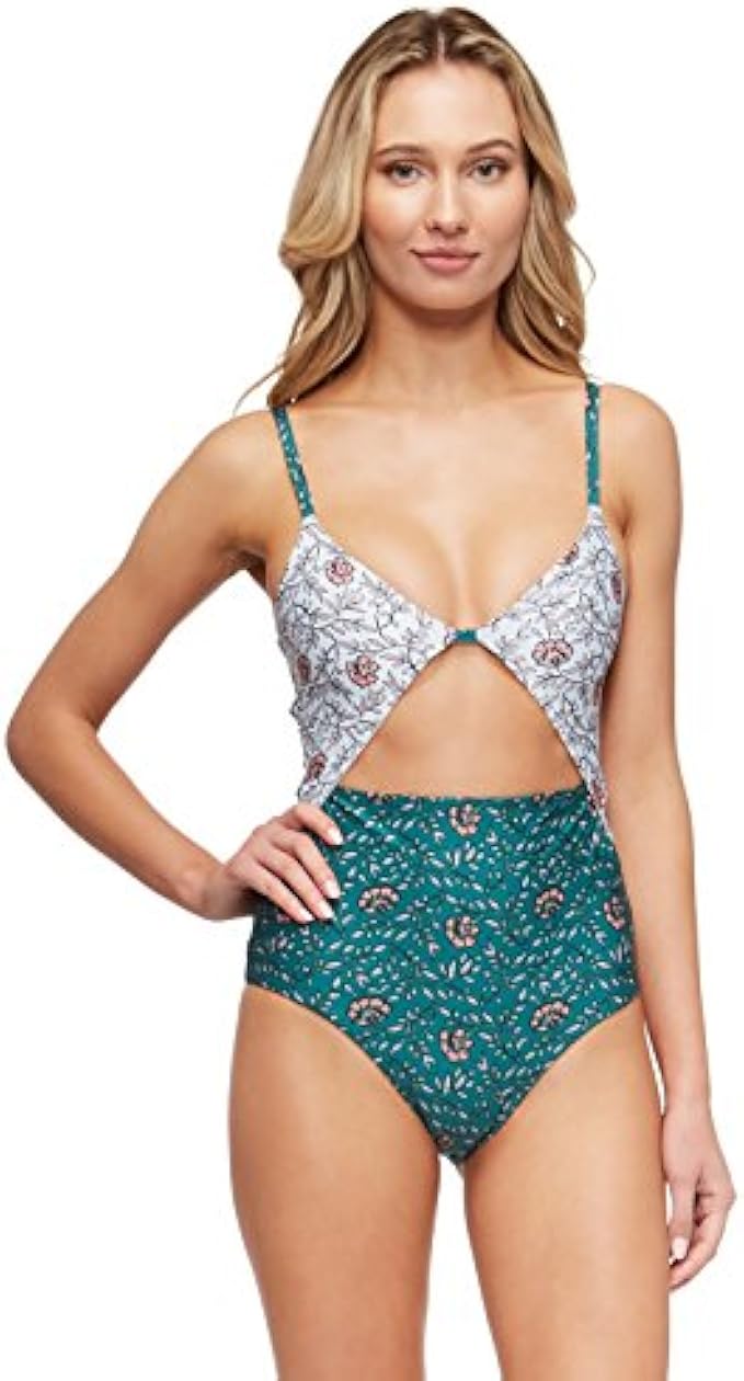 Tavik Penelope One Piece Swimsuit- Wildflower Storm Green Size Small