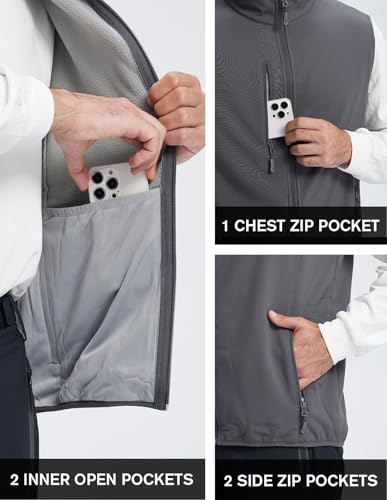 Image of fit space Men's Lightweight Vest Softshell Sleeveless Windproof Jacket with Zipper Pcoket Cycling Travel Hiking Running Golf