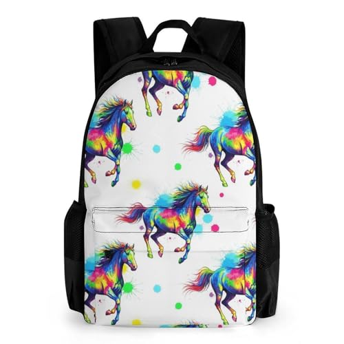 Sturdy Multipurpose Dual Shoulder Bag for Gym and Outdoor Activities, Horse Art Design, Travel Hiking Daypack