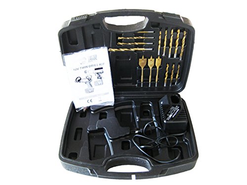 Paar-Schrauber/Bohrmaschine mit Koffer mit 18 V + Set von Bits CR-V 10 P. Zi + Mini Luftkompressor – Bild 8