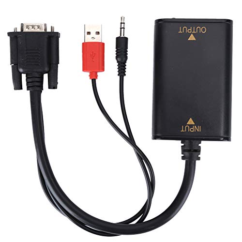 Hilitand Video Converter, USB Cable with Audio Adapter, VGA Input to HDMI Video Converter for HDTV Exhibition, HDTV, DVD, Plug and Play