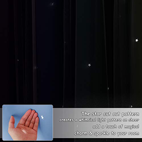 NICETOWN Kids Blackout Curtains - Stars Cut Out Thermal Curtains for Nursery Girls Boys Bedroom Living Room Rainbow Drapes with Eyelet, 2 Panels W52 x L84 Inch (132x213 cm), Purple Blue Green Yellow