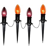 C9 Outdoor Halloween Pathway Lights, 19.5Ft C9 Orange Black Bulbs Marker Stake Lights with 10 Stakes, Connectable Outdoor Waterproof Pathway Markers Lights for Halloween Path, Yard Lawn, Garden Decor