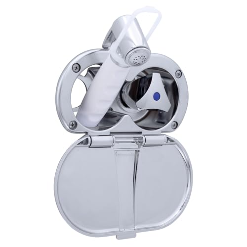 Ambassador Marine Trinidad- Transom Shower (Cold Only), Chrome Cup & Lid, Hammer-Head Arctic White Sprayer, 6' White Rubber Hose, Chrome Trinidad Handle - 136-0212-CA-W