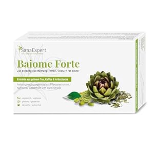 SanaExpert Baiome Forte, plantaardig vetbindmiddel voor gewichtsverlies, met artisjokcactus, groene thee, groene koffie, vegetarisch, glutenvrij, 60 capsules (1)