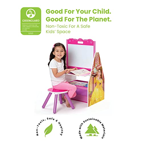 Image of Delta Children Activity Center with Easel Desk, Stool and Toy Organizer, Disney Princess